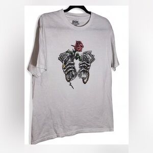 DGK White T-Shirt with Rose and Armor Design